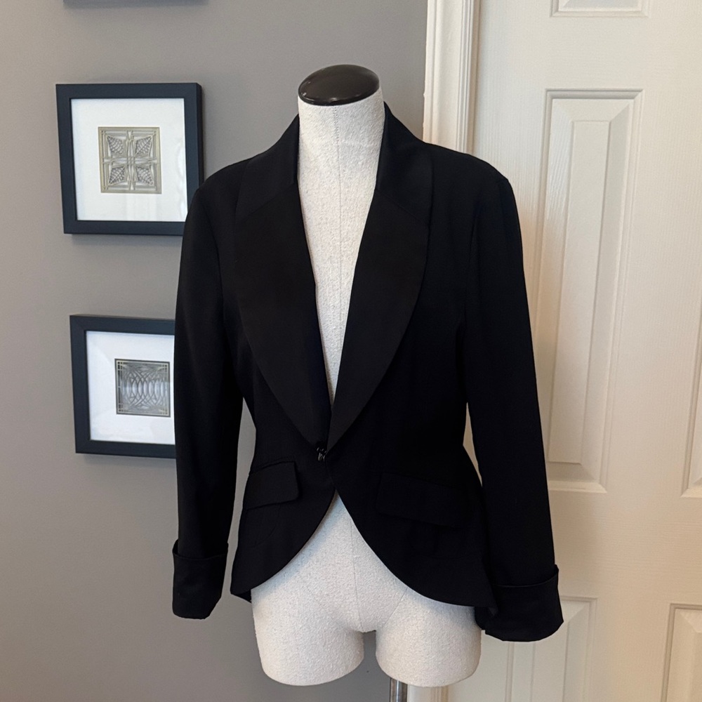VICI Asymmetrical Satin Lined Black Women's Blazer